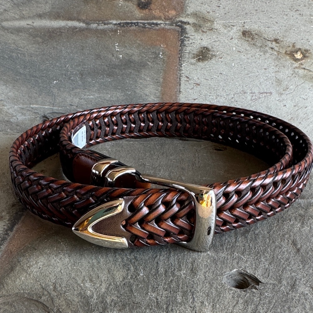 Perry Ellis Brown Braided Leather Belt